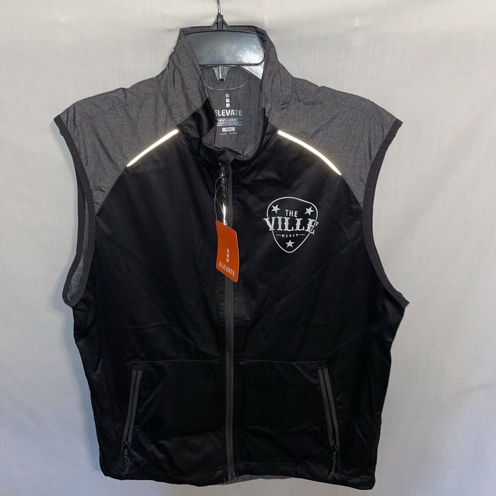 Elevate Athletic Vest Men’s Size Medium Black Gray Zip Front Pockets NWT